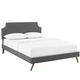 preview thumbnail 3 of 3, Laura Grey Fabric Platform Bed with Round Splayed Legs