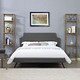 preview thumbnail 1 of 3, Laura Grey Fabric Platform Bed with Round Splayed Legs