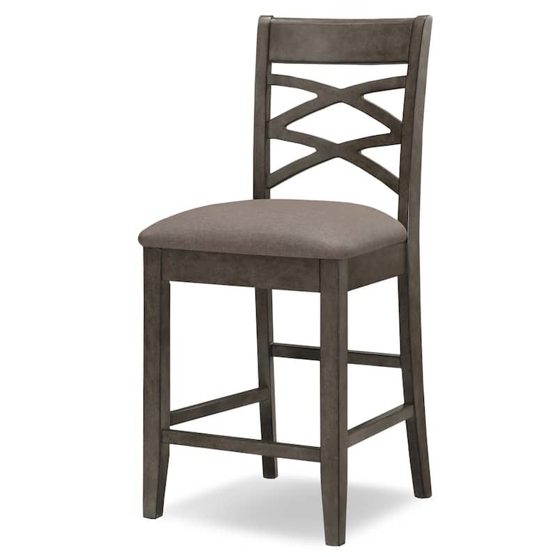 KD Furnishings Moss Heather Seat Wood Double Crossback Counter-height Stools (Set of 2)