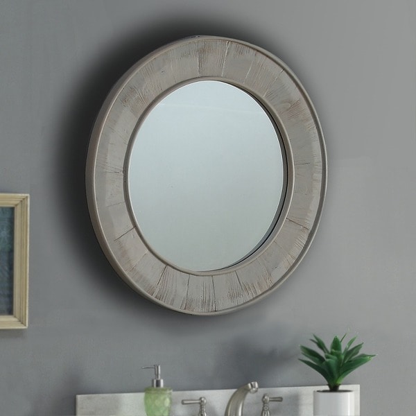 Infurniture Light Grey Wood And Gl 27 5 Inch Round Wall Infurniture Light Grey Wood And Gl 27 5 Inch Round Wall Mirror