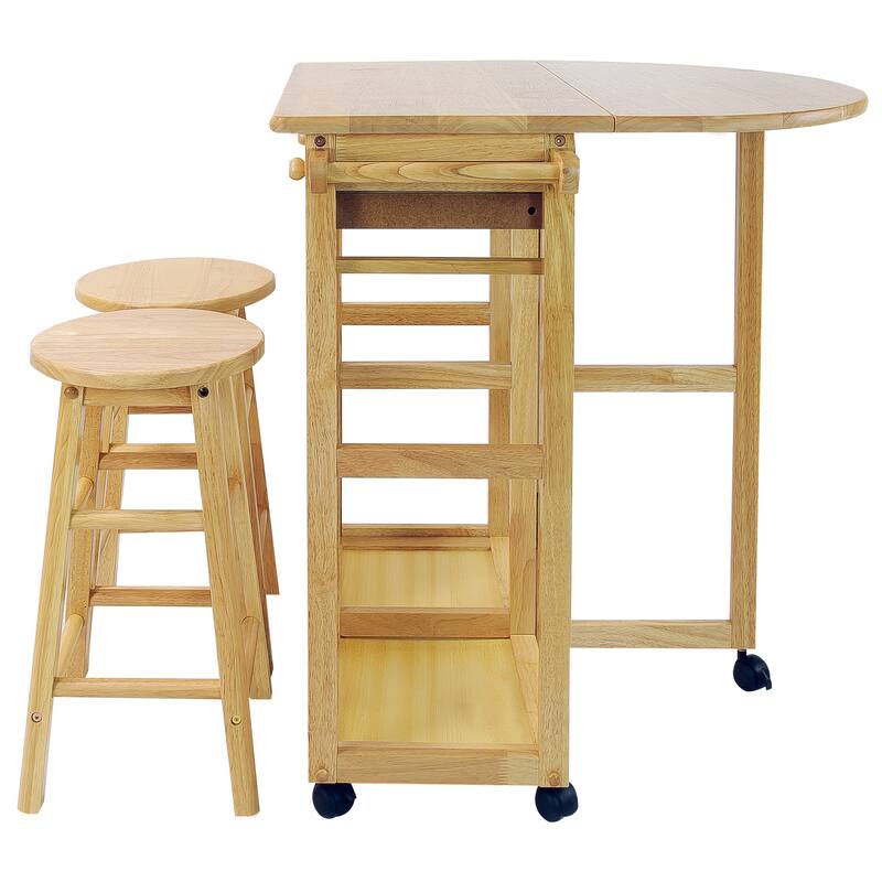 Arts and Crafts Breakfast Cart with Drop-leaf Table