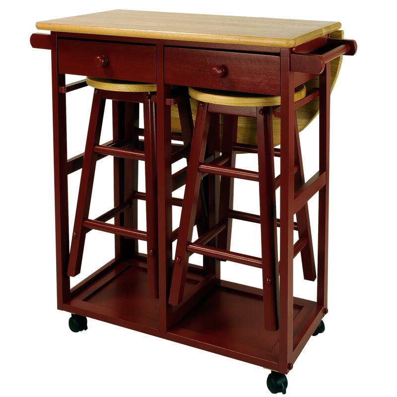 Arts and Crafts Breakfast Cart with Drop-leaf Table