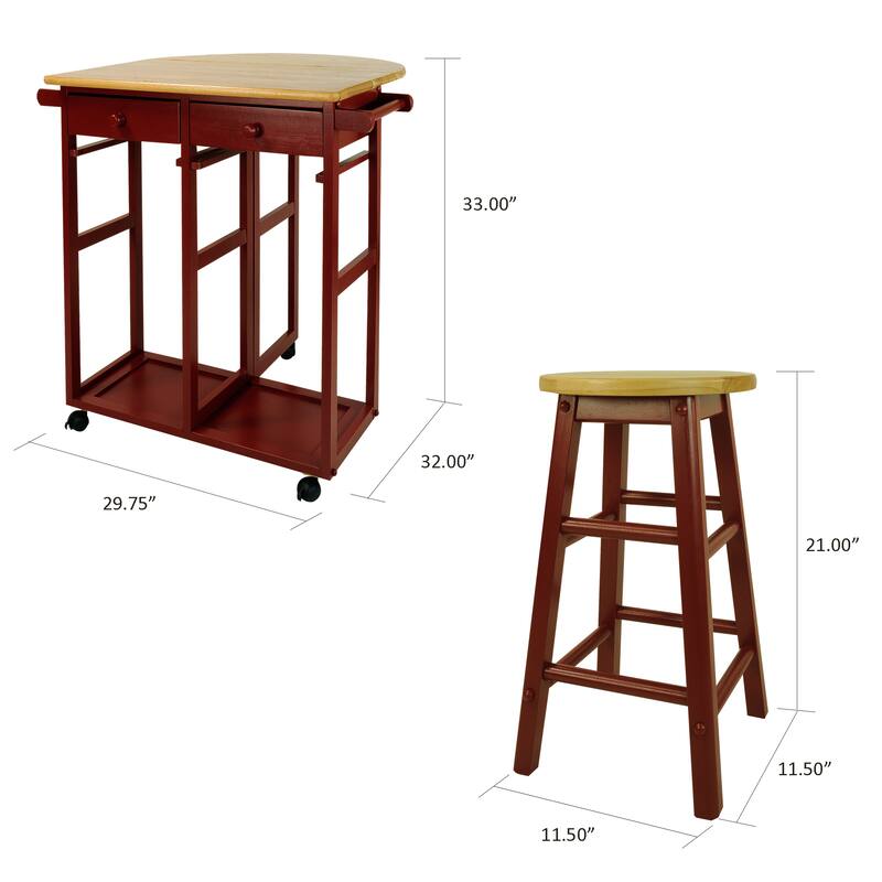 Arts and Crafts Breakfast Cart with Drop-leaf Table