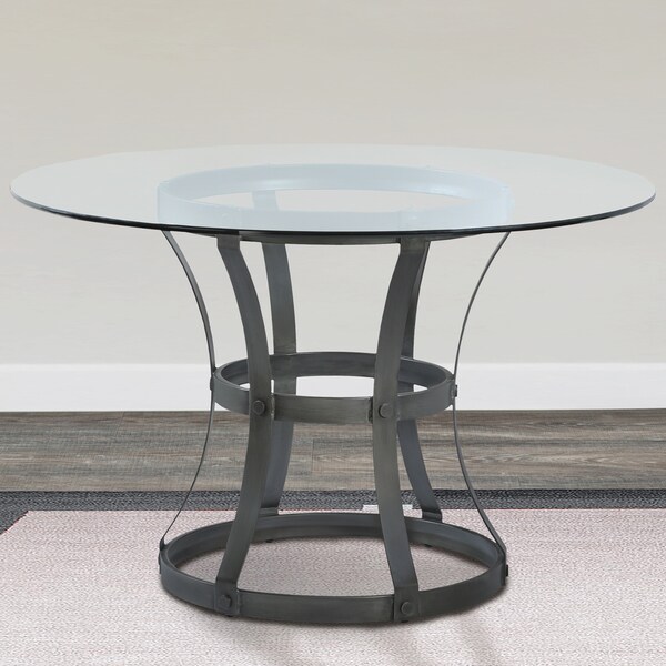 Armen Living Vancouver Round Dining Table With Metal Base And 4 Armen Living Vancouver Round Dining Table With Metal Base And 4 Inch Glass Top
