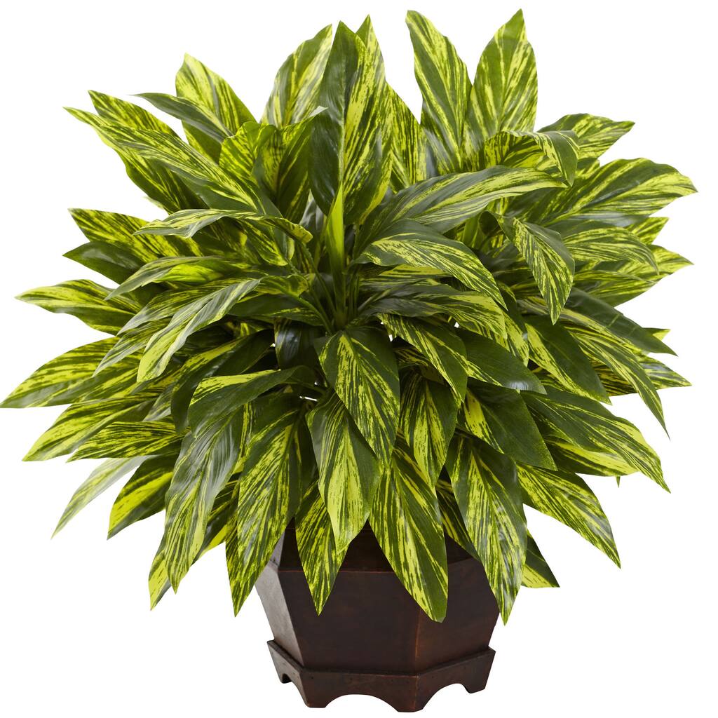 Nearly Natural Green Silk Tradescantia Plant with Black Hexagon Planter