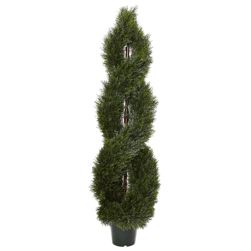 Nearly Natural Green Plastic 5-foot Pond Cypress Spiral Indoor/Outdoor Topiary