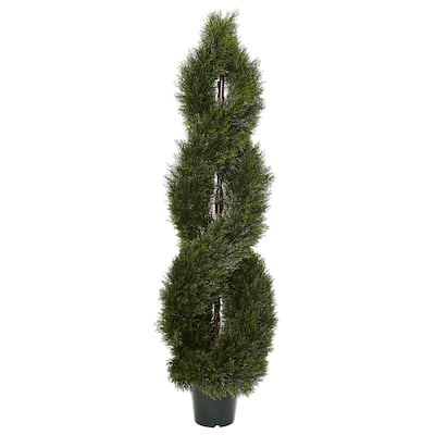 Nearly Natural Green Plastic 5-foot Pond Cypress Spiral Indoor/Outdoor Topiary