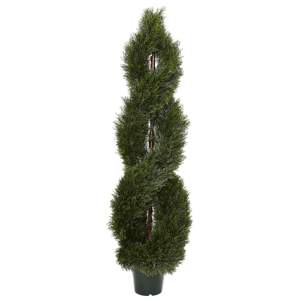 Nearly Natural Green Plastic 5-foot Pond Cypress Spiral Indoor/Outdoor Topiary