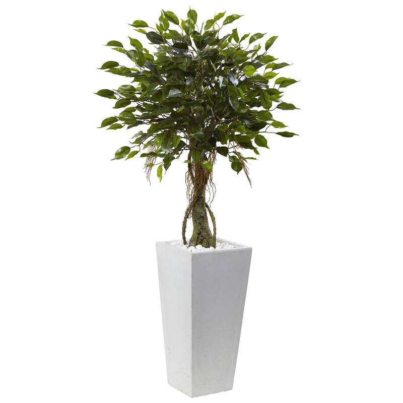 Nearly Natural 52-inch Ficus Tree with White Planter