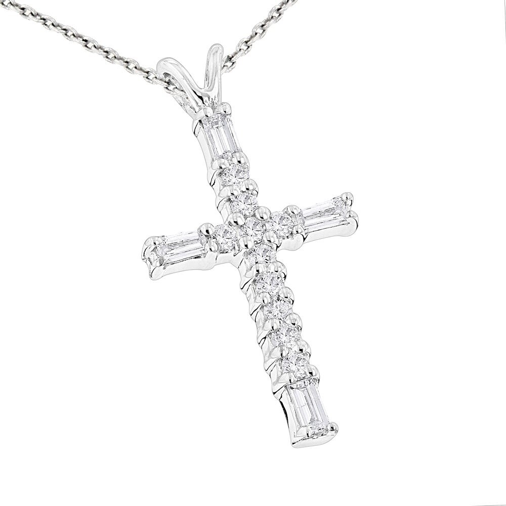 cross pendant with baguette diamonds