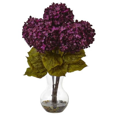 Hydrangea With Vase Silk Flower Arrangement