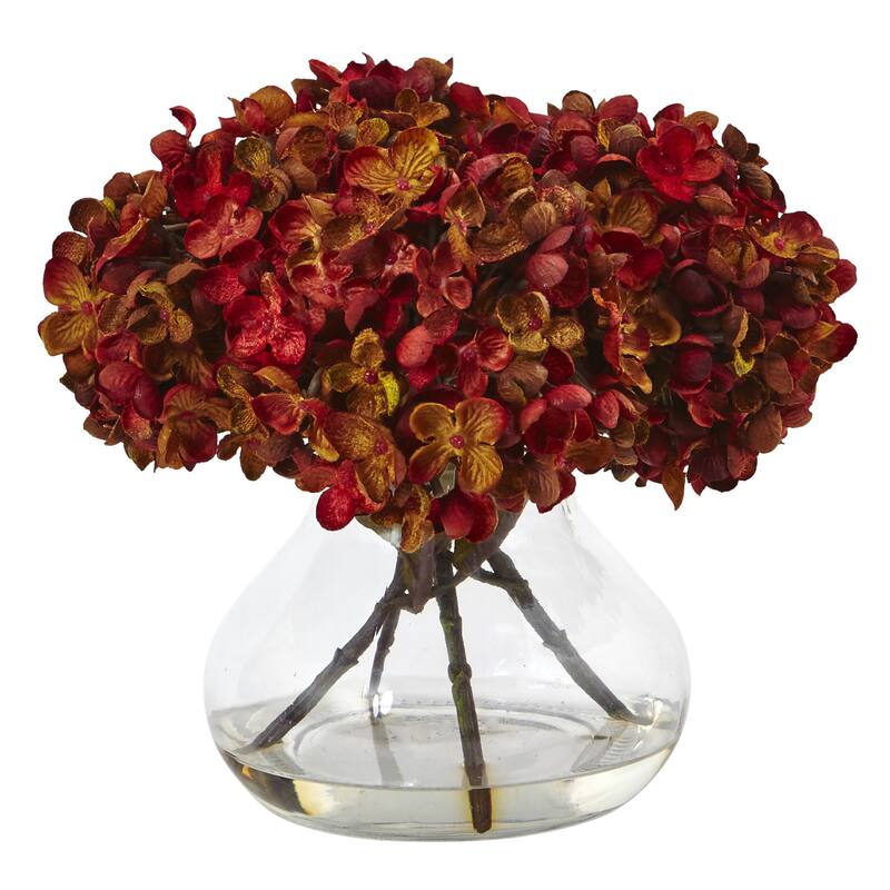 Nearly Natural Hydrangea with Vase Silk Flower Arrangement