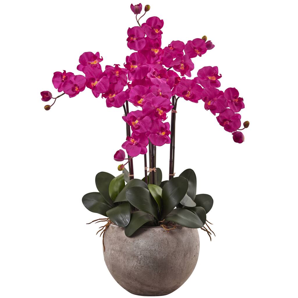 Nearly Natural Multicolored Silk Phalaenopsis Orchid Floral Arrangement
