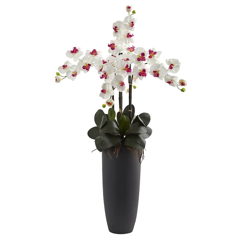 Nearly Natural Phalaenopsis Orchid Arrangement with Bullet Planter