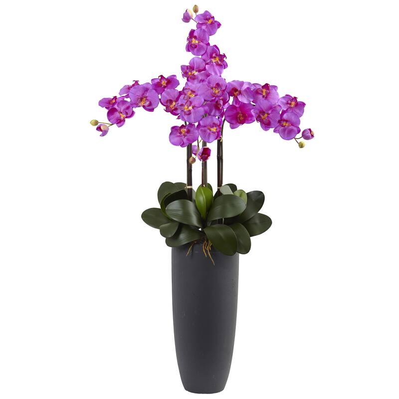Nearly Natural Phalaenopsis Orchid Arrangement with Bullet Planter