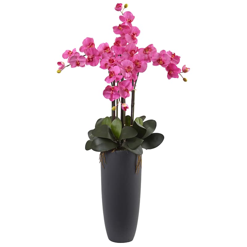 Nearly Natural Phalaenopsis Orchid Arrangement with Bullet Planter