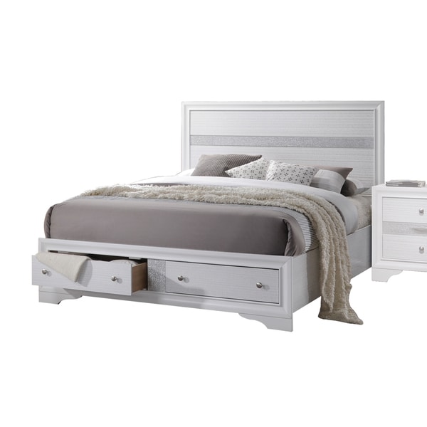 Acme naima white queen shop bed with storage