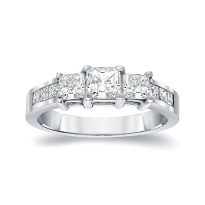 Auriya Platinum 1/2ctw Princess-cut 3-Stone Diamond Engagement Ring (I-J, I1-I2)
