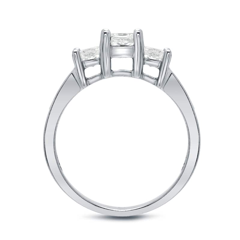 Auriya Platinum 1/2ctw Princess-cut 3-Stone Diamond Engagement Ring (I-J, I1-I2)