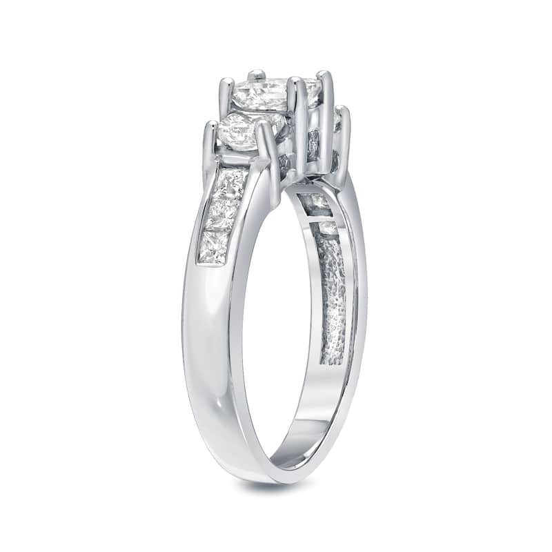 Auriya Platinum 1/2ctw Princess-cut 3-Stone Diamond Engagement Ring (I-J, I1-I2)