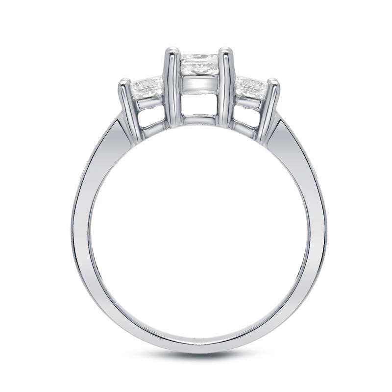 Auriya Platinum 1 carat TW Princess-cut 3-Stone Diamond Engagement Ring