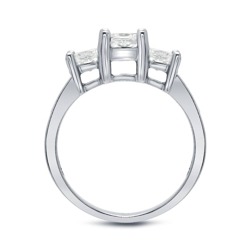 Auriya Platinum 1 1/2 carat TW Princess-cut 3-Stone Diamond Engagement Ring