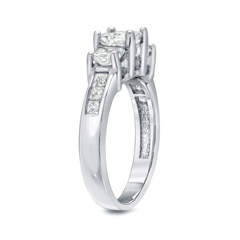 Auriya Platinum 1 1/2 carat TW Princess-cut 3-Stone Diamond Engagement Ring