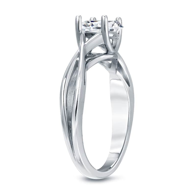 Platinum Round 1ct TDW Diamond Solitaire Engagement Ring by Auriya