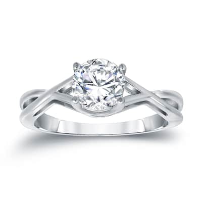 Platinum Round 1ct TDW Diamond Solitaire Engagement Ring by Auriya