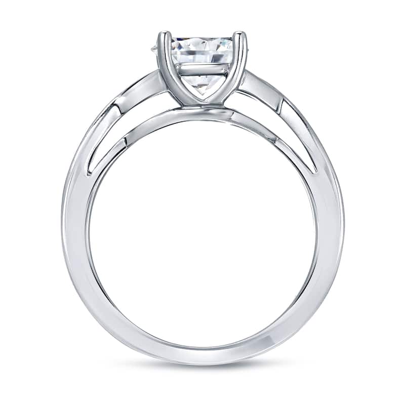 Platinum Round 1ct TDW Diamond Solitaire Engagement Ring by Auriya