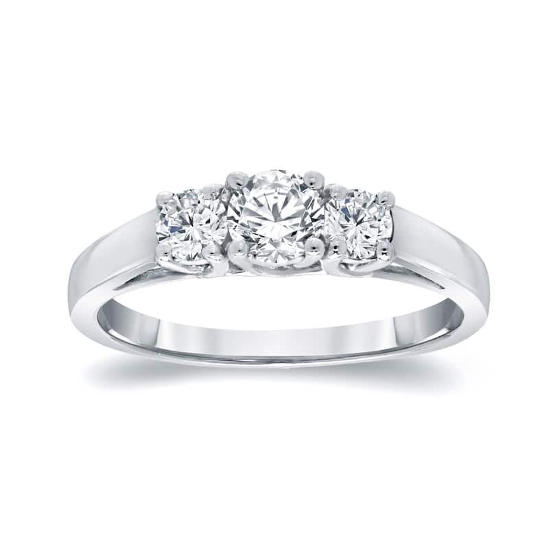 Auriya Platinum 1 carat TW Round 3-Stone Diamond Engagement Ring
