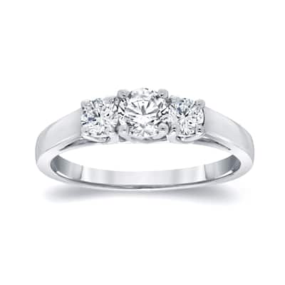 Auriya Platinum 1 carat TW Round 3-Stone Diamond Engagement Ring