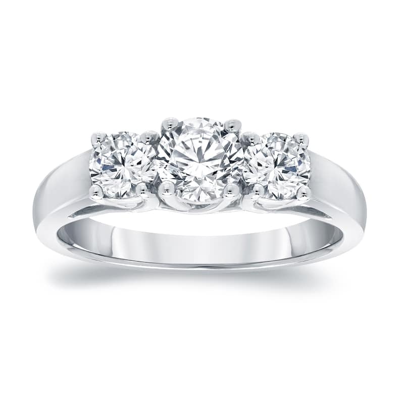 Auriya Platinum 1 3/4ct TDW Round 3-Stone Diamond Engagement Ring