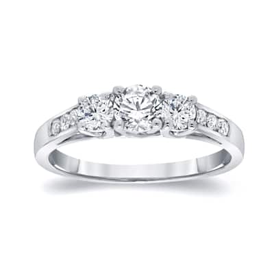 Auriya Platinum 1ctw Round 3-Stone Diamond Engagement Ring
