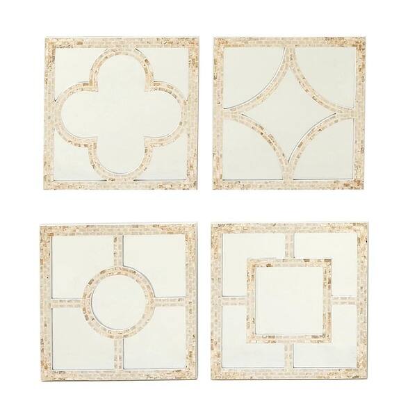 Shop Urban Designs Beige Resin Framed Mosaic Shell Wall Mirror