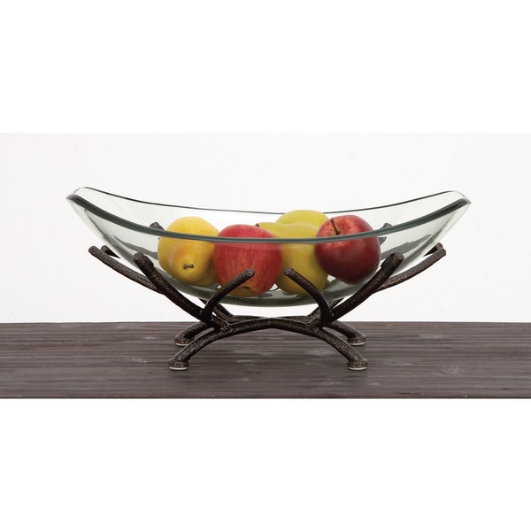 Urban Designs Adele Clear Art Glass Centerpiece Decorative Bowl with Iron Frame