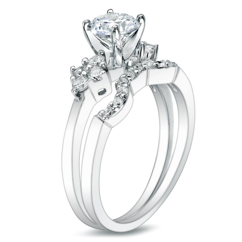 Auriya Platinum 1 carat TW Round Diamond Engagement Ring Set