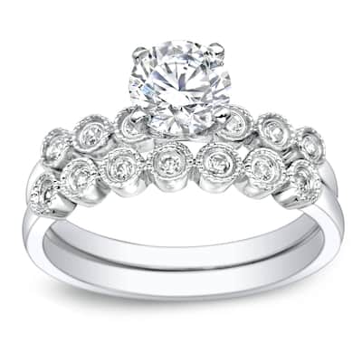 Auriya Platinum 1 carat TW Vintage Round Diamond Engagement Ring Set