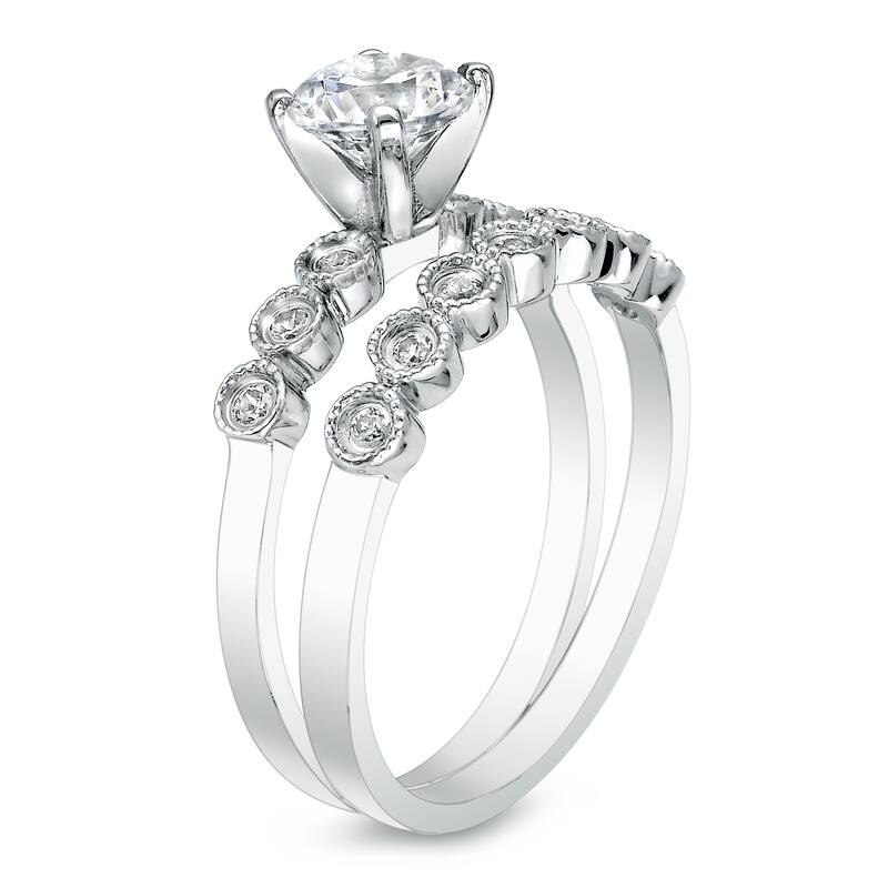 Auriya Platinum 1 carat TW Vintage Round Diamond Engagement Ring Set