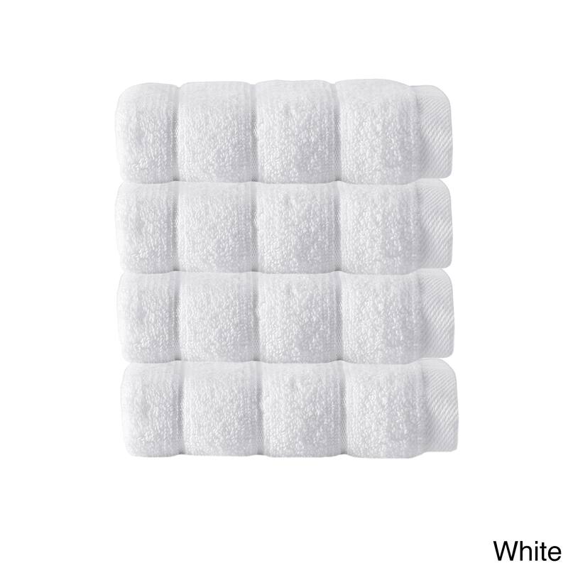 Strick & Bolton Hines 100-percent Turkish Micro Cotton Wash Cloths 4-piece Set - Washcloths 12 x 12 - White