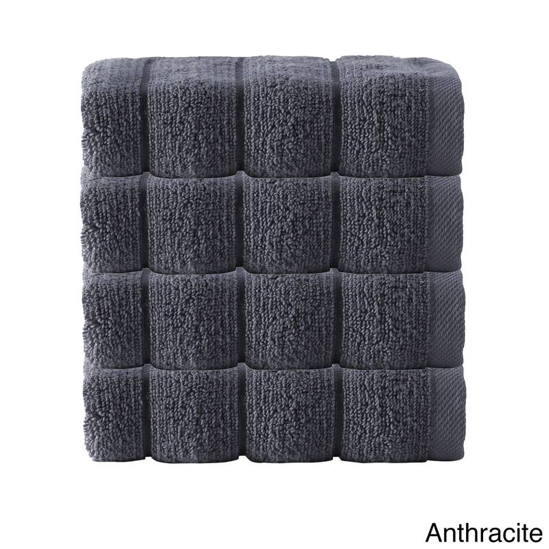 Strick & Bolton Hines 100-percent Turkish Micro Cotton Wash Cloths 4-piece Set - Washcloths 12 x 12 - Anthracite