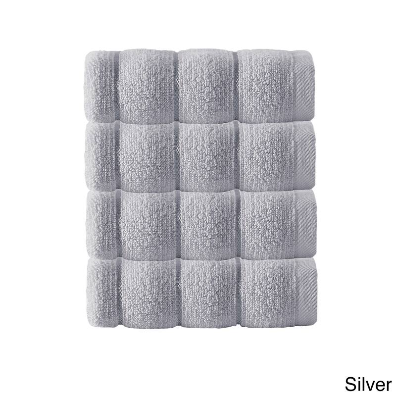 Strick & Bolton Hines 100-percent Turkish Micro Cotton Wash Cloths 4-piece Set - Washcloths 12 x 12 - Silver