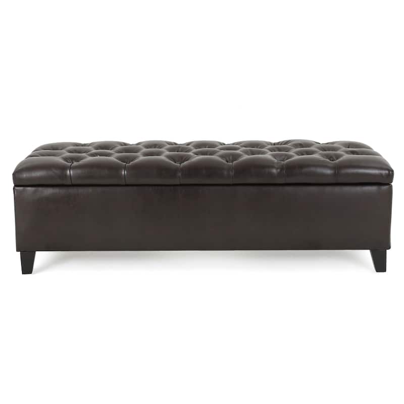Ottilie Contemporary Button-Tufted Storage Ottoman Bench by Christopher Knight Home