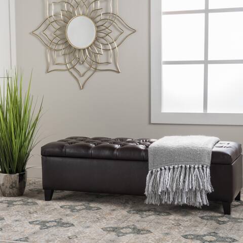 Ottilie Contemporary Button-Tufted Storage Ottoman Bench by Christopher Knight Home