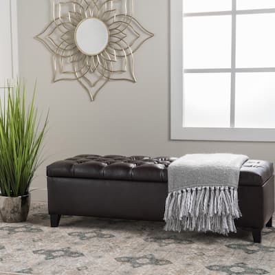 Ottilie Contemporary Button-Tufted Storage Ottoman Bench by Christopher Knight Home