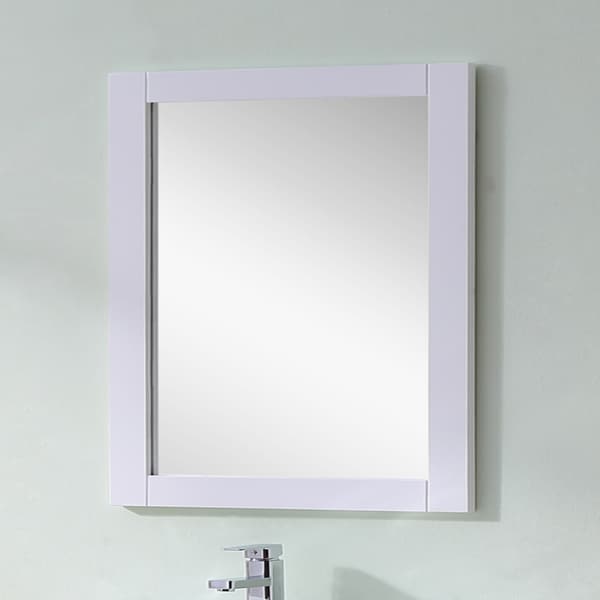 Infurniture Contemporary Style White Finished 32-inch Wide Rectangular Wall Mirror - A/N
