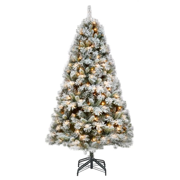 Prelit Frosted White and Green Plastic 7.5-foot Christmas Tree With ...