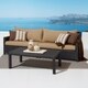 preview thumbnail 2 of 7, Deco 3 Piece Sunbrella Outdoor Patio Sofa & Coffee Table - Maxim Beige