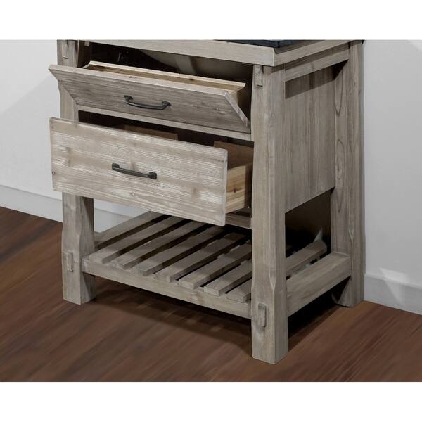 Shop Infurniture Recycled Fir And Metal 30 Inch Single Sink Bathroom Vanity With Carrara White Marble Top And Matching Wall Mirror Overstock 13214880