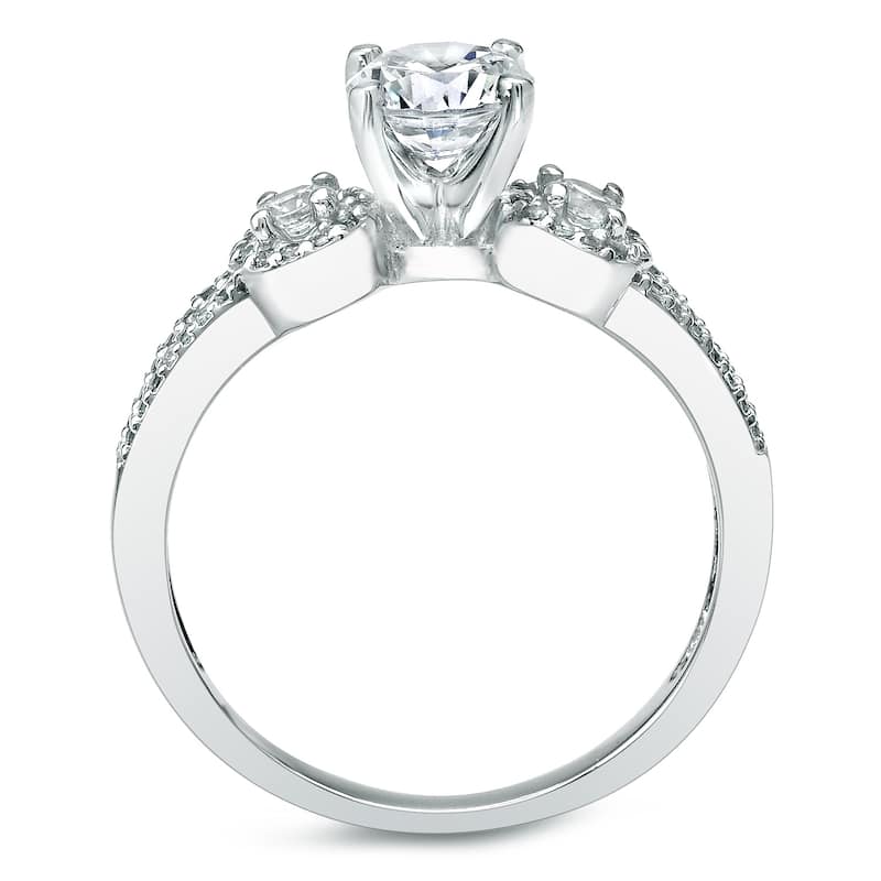 Auriya Platinum 1 carat TW Round 3-Stone Diamond Engagement Ring Set